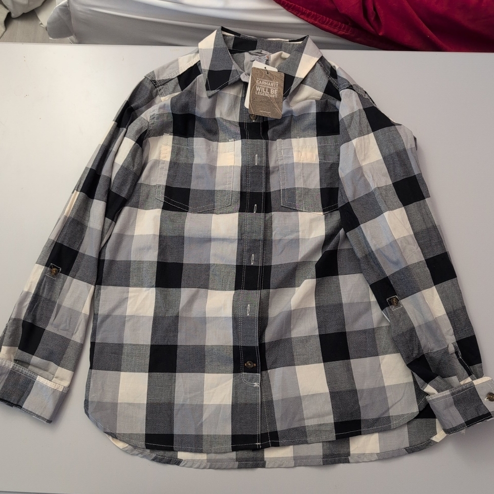 Nwt Carhartt Black and White Flannel Men's Shirt Medium